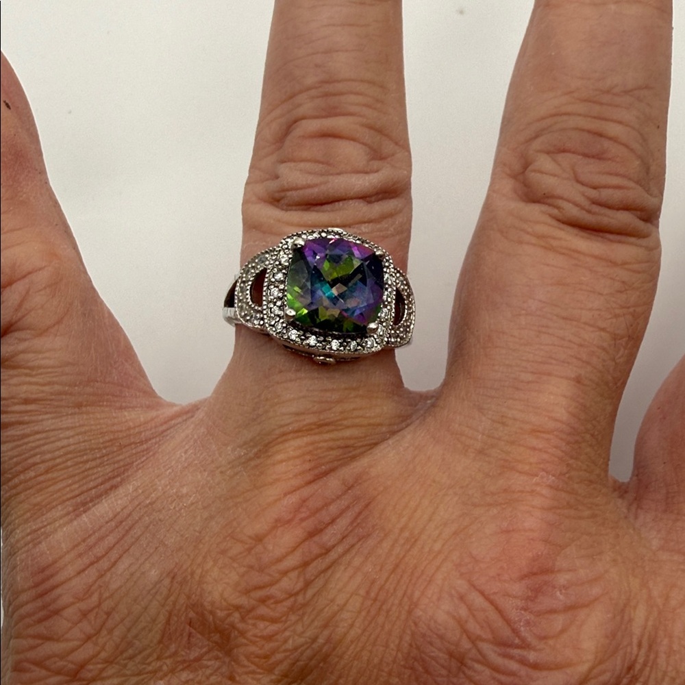 Vintage stamped Amethyst Sterling silver Ring 8.5 10.10 G - Picture 11 of 12